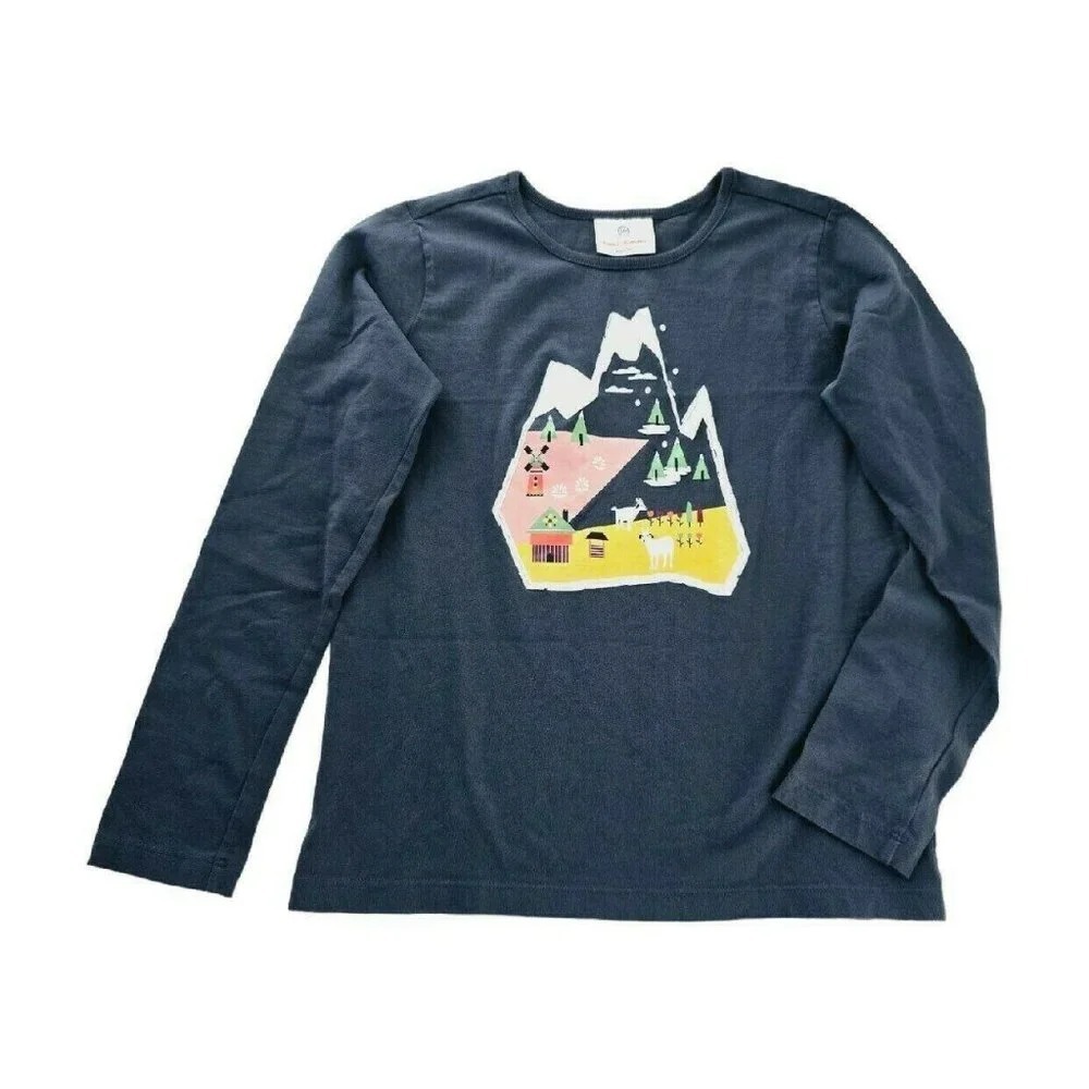 Hanna Anderson Graphic Tee Flocked 10 Girls